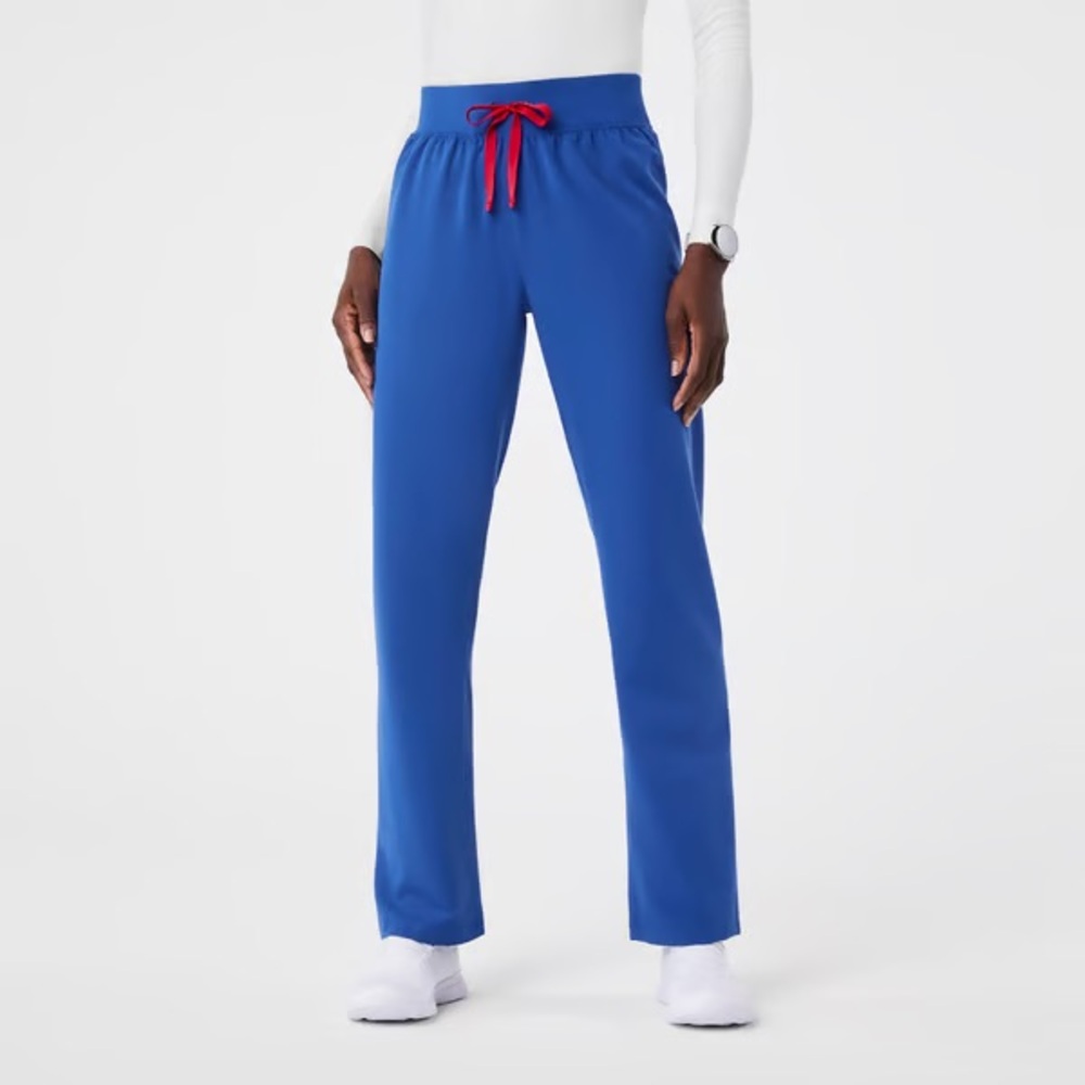 Figs Winning Blue Livingston Scrubs Pants with Red Accent